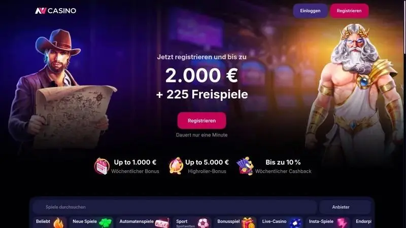 Startseite des NV Casinos
