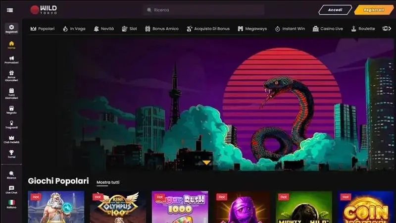 Startseite des Wild Tokyo Casinos