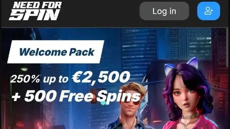 Startseite des Need For Spin Casinos